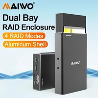 MAIWO 2.5 Inch HDD Docking Station Dual Bay External Hard Drive Enclosure Array Cabinet 2.5‘’ SATA Hard Disk Array With RAID