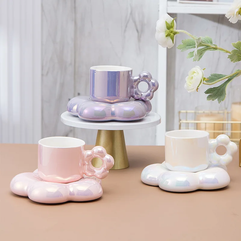 

Ceramic coffee cups and exquisite mugs and saucers set girls' high-value cherry blossom cups are luxurious and luxurious.