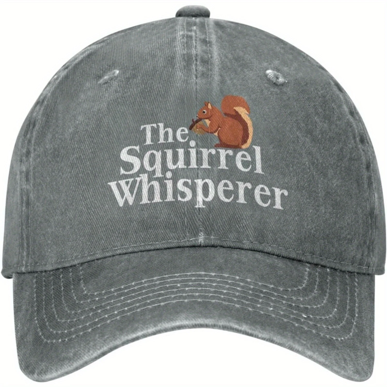 Funny Squirrel Whisperer Dad Hat for Men - Baseball Cap with Squirrel Graphic & Text, Lightweight Non-Stretch Structured Brim, M