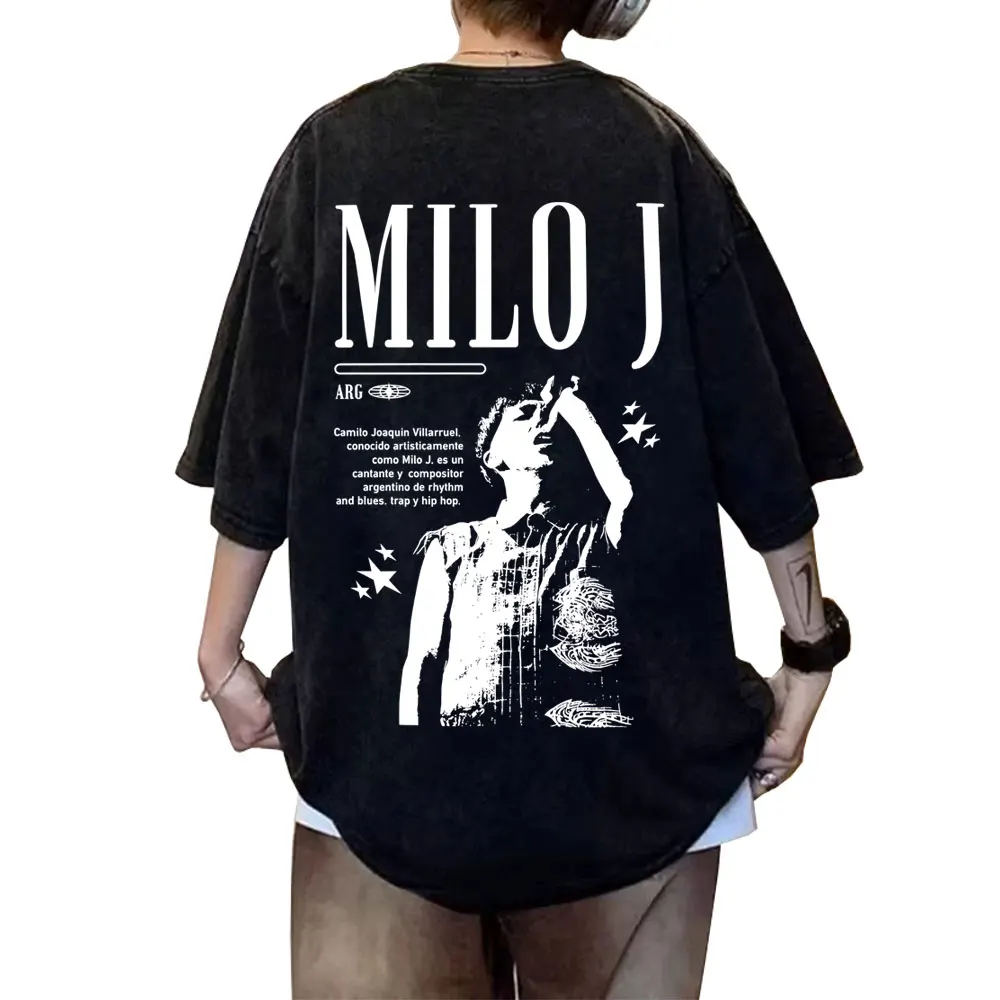 

Washed Vintage Rapper Milo J Graphic T-shirt Men Hip Hop Fashion Pop Music T Shirt Men's Oversized Cotton Short Sleeve T-shirts