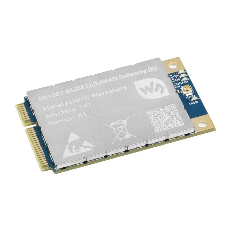 Waveshare SX1303 868M 915M LoRaWAN Gateway Module/HAT for Raspberry Pi, Standard Mini-PCIe Socket, Long range Transmission