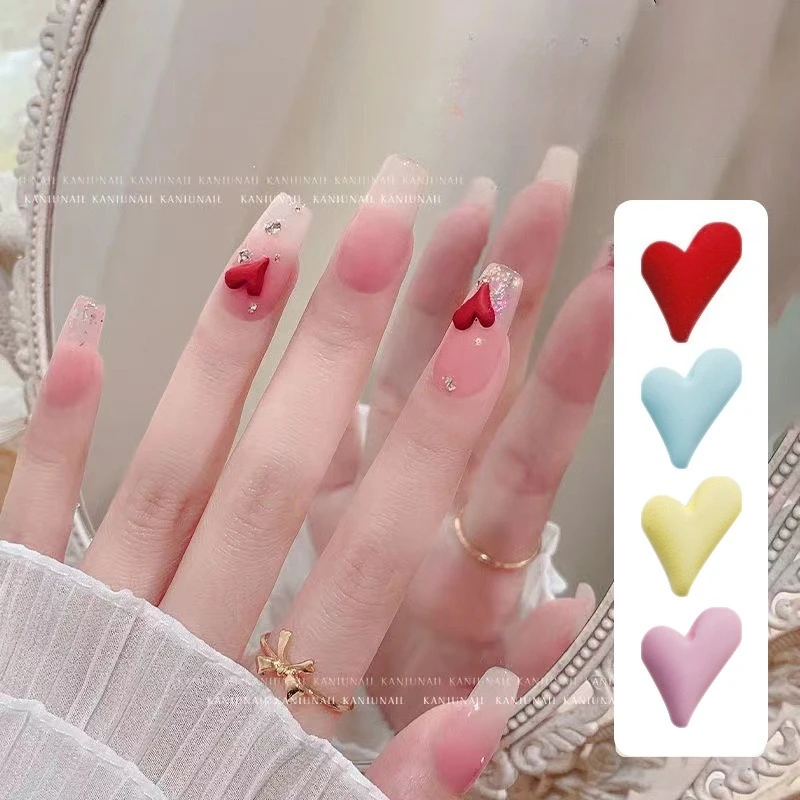 New 10pcs/Pack Alloy Nail Accessories Peach Heart Macaron Candy Color Crooked Peach Heart Cute Nail Accessories