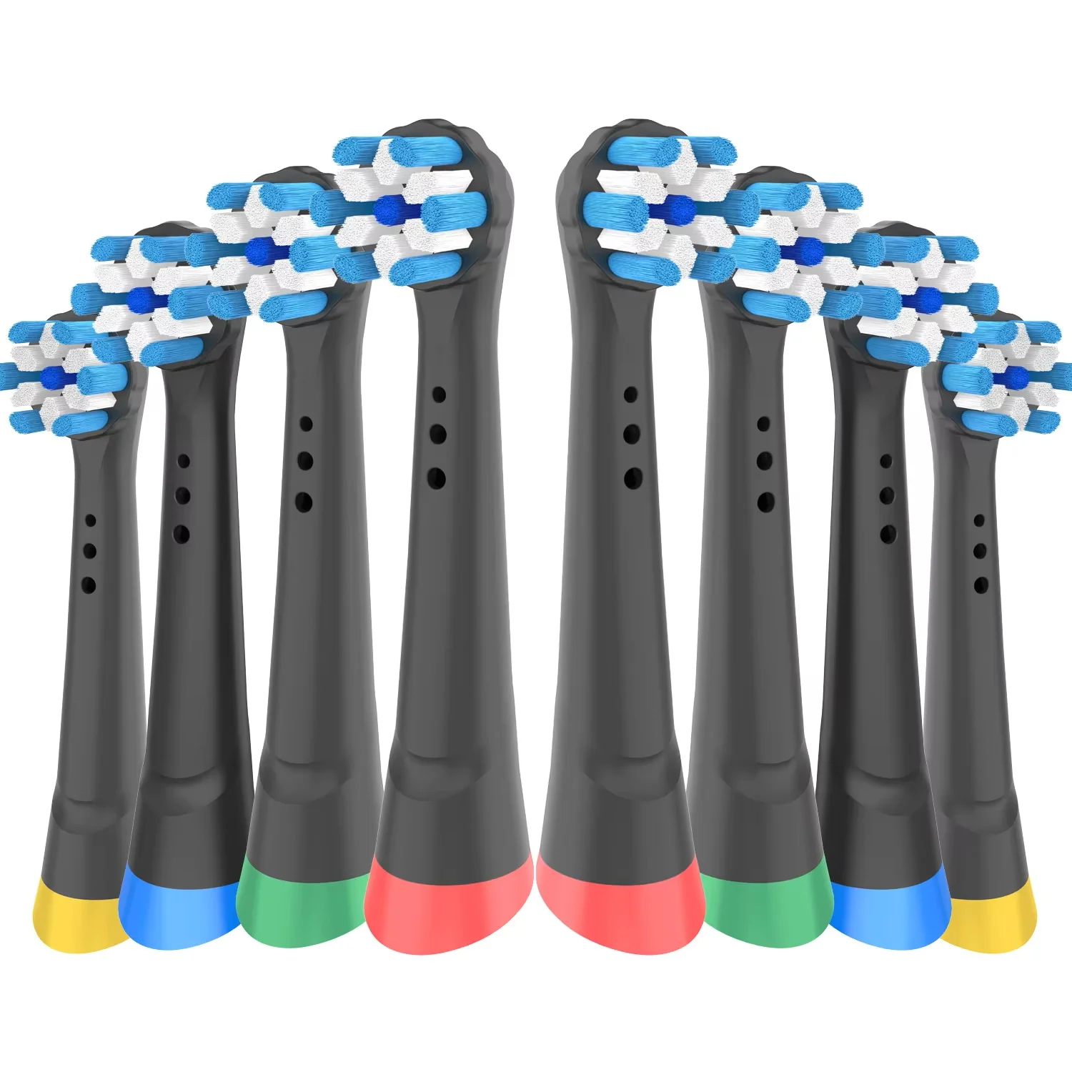 8 pièces compatibles avec la brosse à dents électrique Oral B IO, excellentes poils doux comme des nuages, nettoyage en profondeur, anneau inférieur coloré