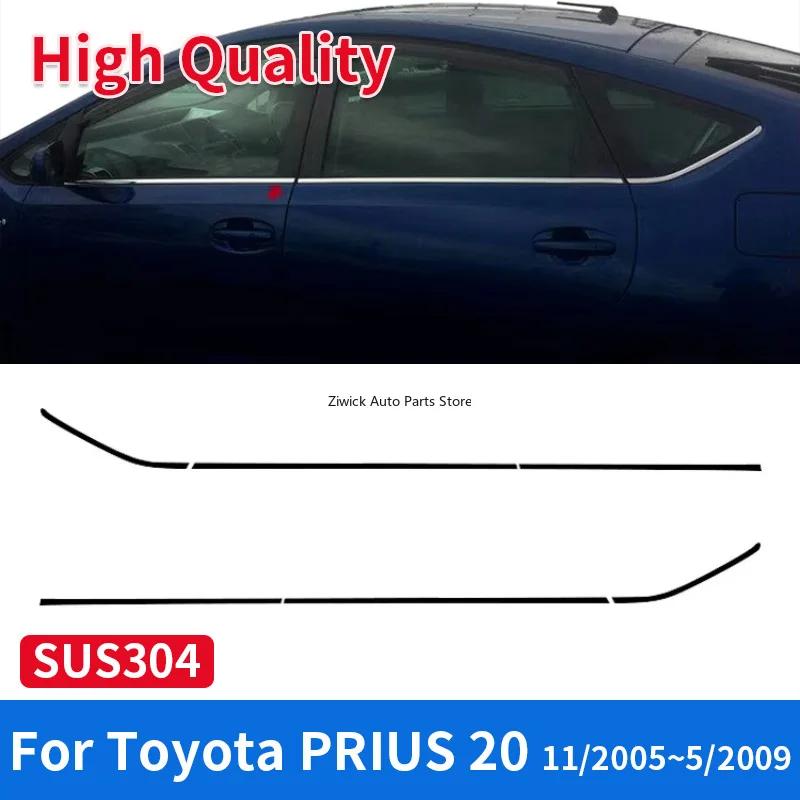 

6 шт., хромированная накладка на внешнее окно автомобиля из нержавеющей стали для Toyota Prius 20 2005 2006 2007 2008 2009