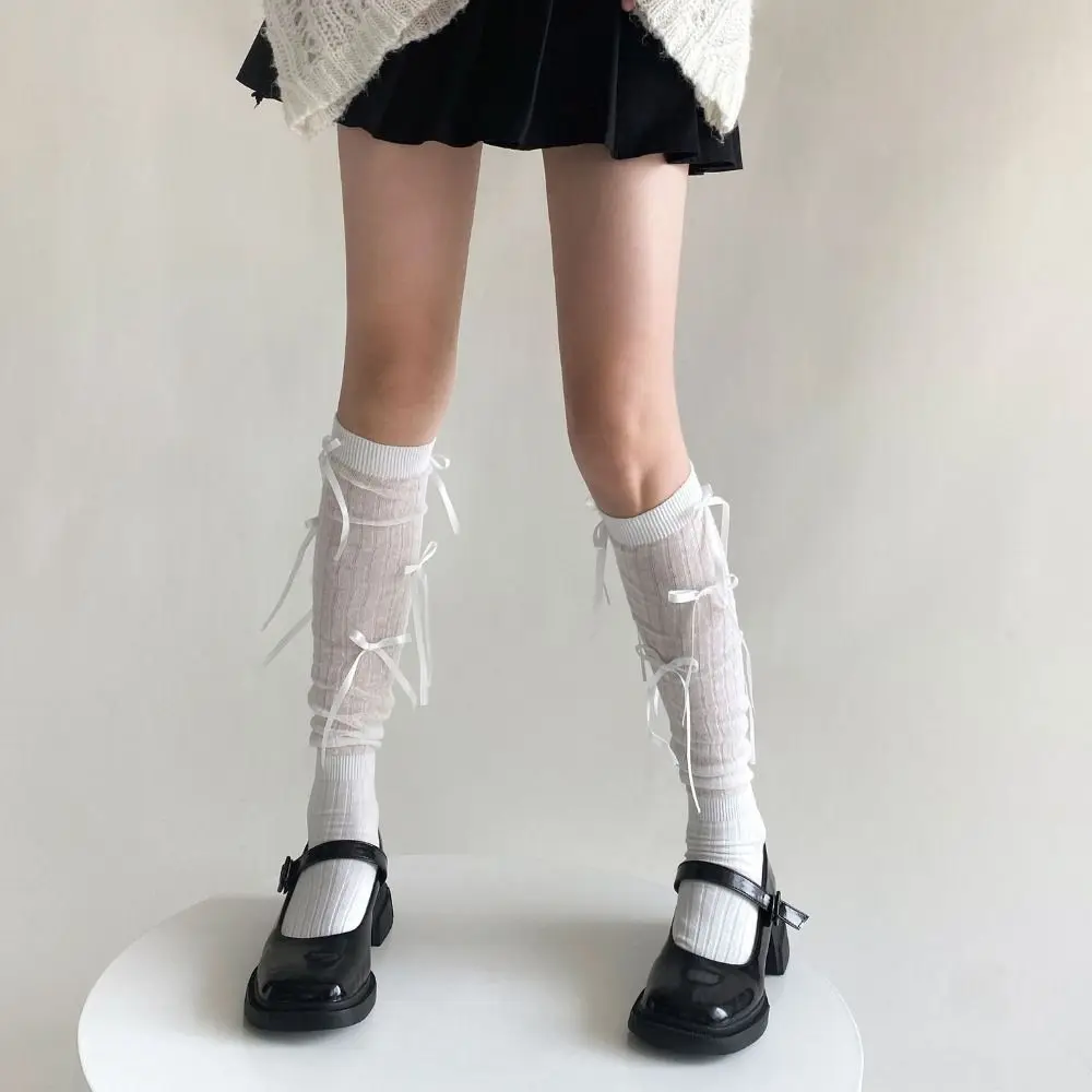 

Простые Женские Чулочные изделия, носки с бантом в стиле "Лолита", Балетные Носки средней длины, носки средней длины JK, носки до середины икры для женщин и девочек