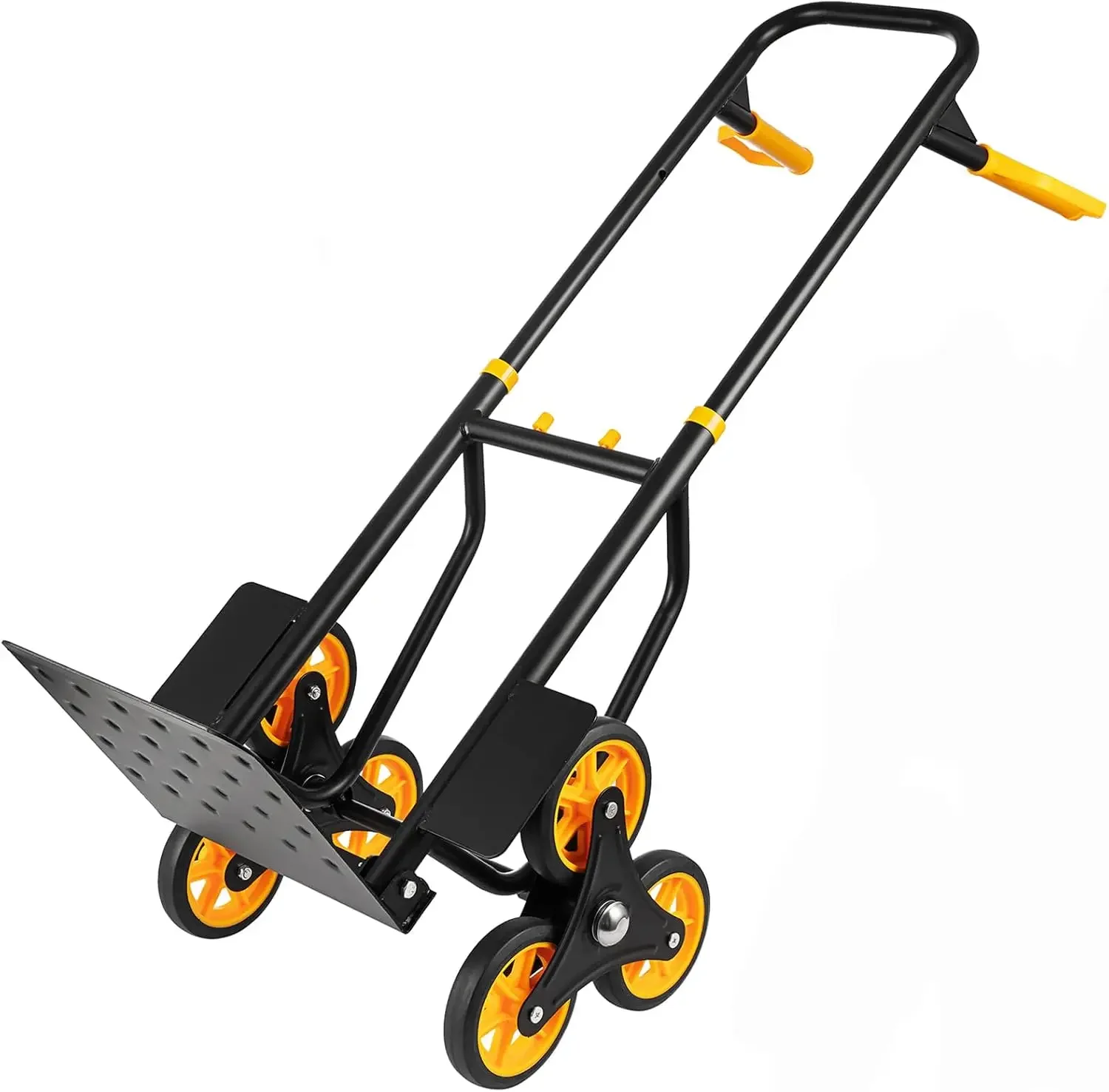 2 in 1 Heavy-Duty Stair Climbing Hand Truck 330 Lbs Capacity, Foldable Trolley Cart with 6 Wheels and Rope for for Home, Office