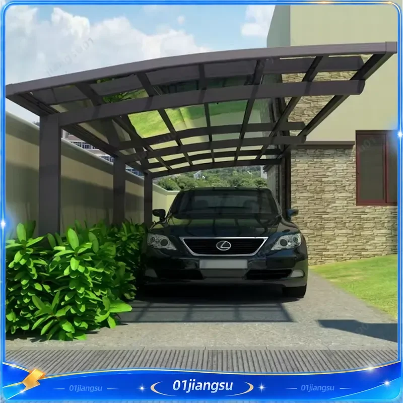 Aluminum Carport With Arched Roof Heavy Duty Resistance Car Cover Canopy Garage Shelter Outdoor Vehicle Protection Shed