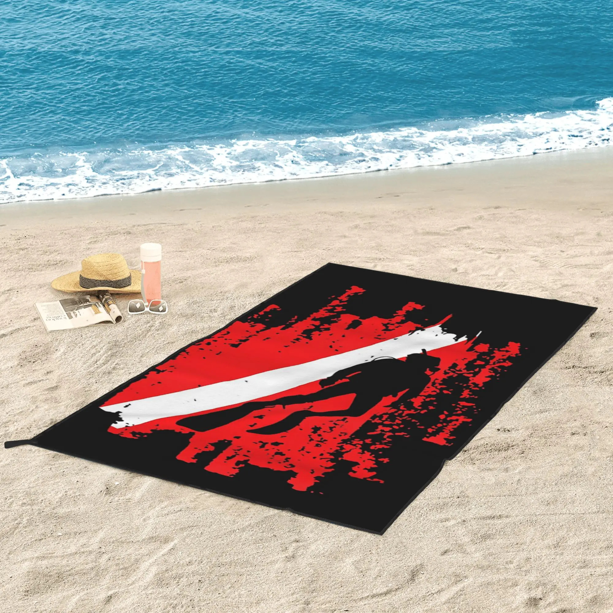 Scuba Diving Diver Down Flag Marine Diver Dive Beach Towel Soft Microfiber Quick Dry Absorbent Quick Towels For Pool