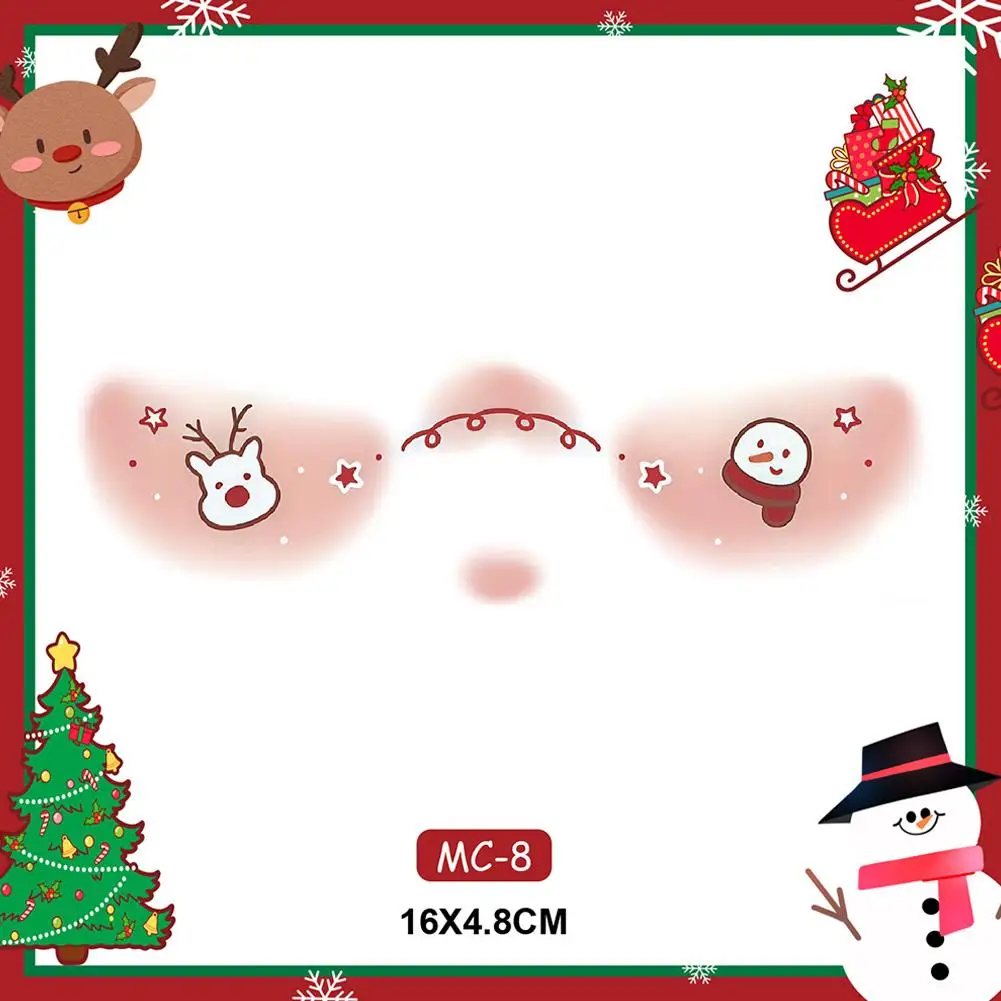 クリスマスフェイスアイズ一時的なタトゥーステッカー、長持ちし防水、パーティーメイク、ステージルック、デートナイトステッカー