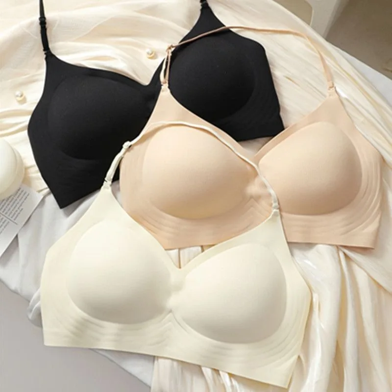 Women Halter Neck Push Up Bra 12cm Extra Thick Padded Seamless Invisible Nude Color Backless One Piece Lingerie for Small Bust B view 5