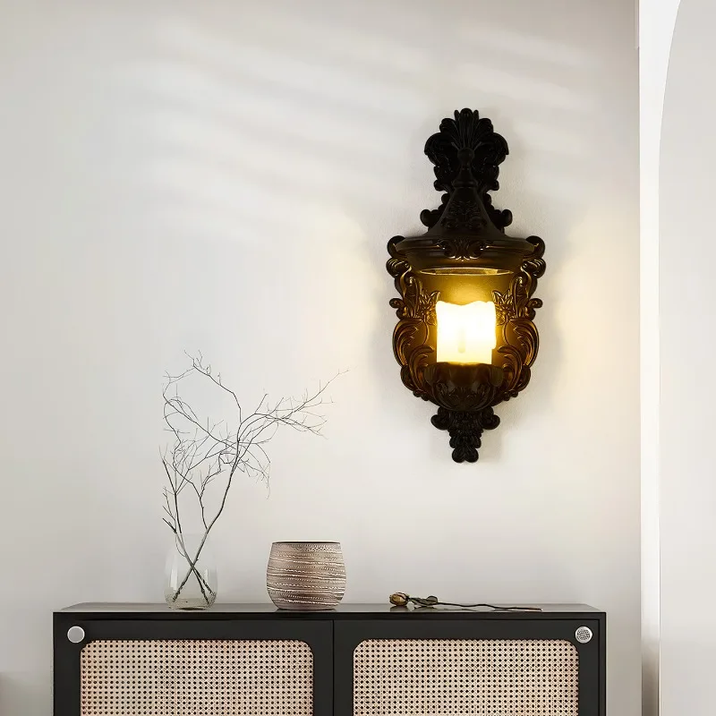 

French Country Retro Resin Wall Sconce Modern Minimalist Decorative Lamp For Bedroom Living Room Dining Area