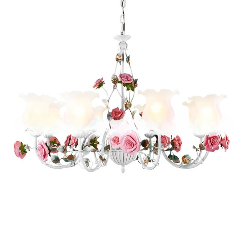 

Chandelier Girl Room Bedroom Light Creative Rose Flower Beauty