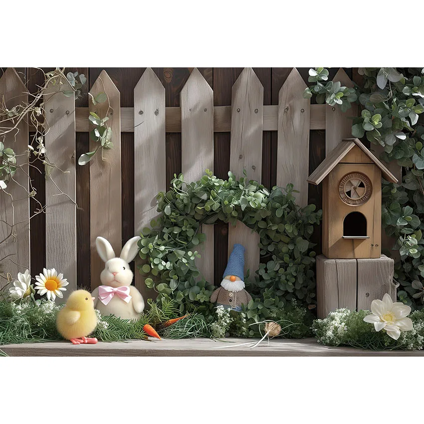 Mehofond-fondos de Pascua y primavera para estudio fotográfico, telón de fondo con diseño de conejito, ladrillo verde, pared de cumpleaños para niños, accesorios para sesión fotográfica