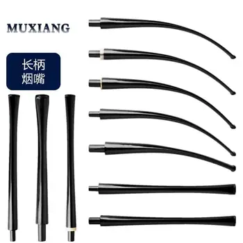 MuXiang 1 st Acryl Tabak mondstuk voor Tabak briar pijp rook pijp handwerk Acryl Stem Zwarte steel lange pijp mondstuk