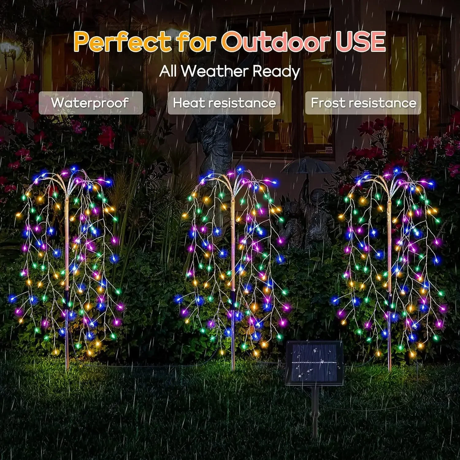 

Outdoor Solar Fairy Light Solar Powered Weeping Willow Lamp LED Firework String Lights for Pathway Garden Yard Decoration