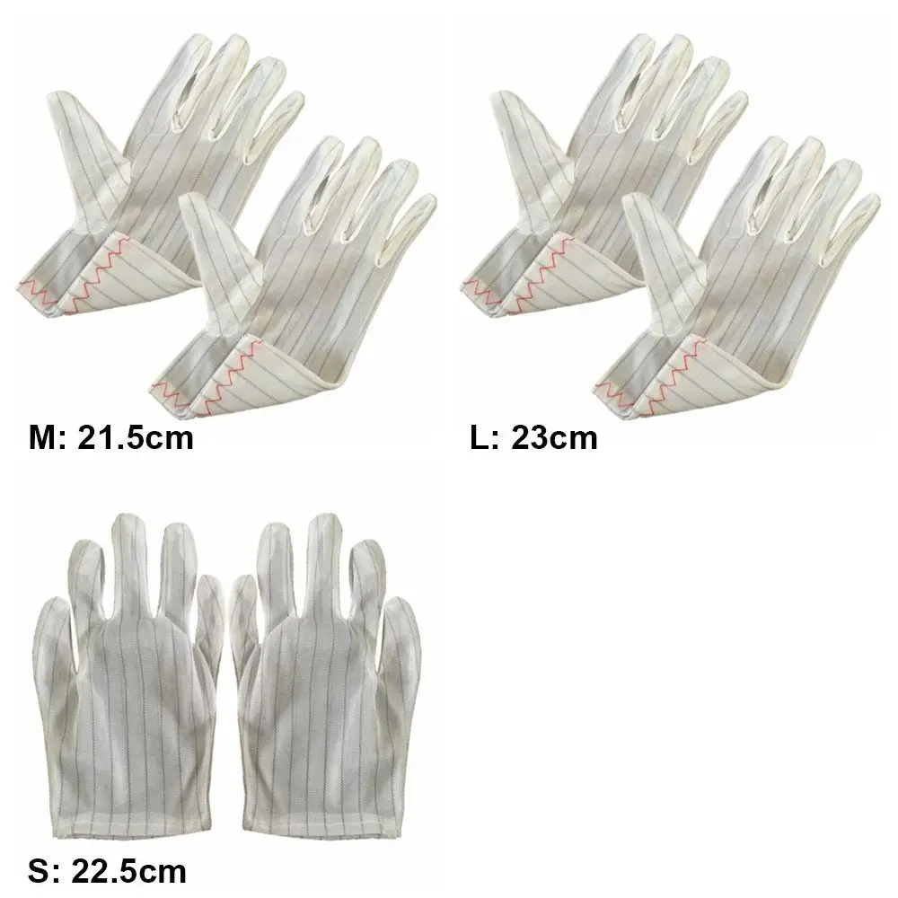 White Anti-static Gloves Nylon Double Sided Stripes Working Gloves Non-slip Dust-proof Safety Work Gloves Electronics Factory