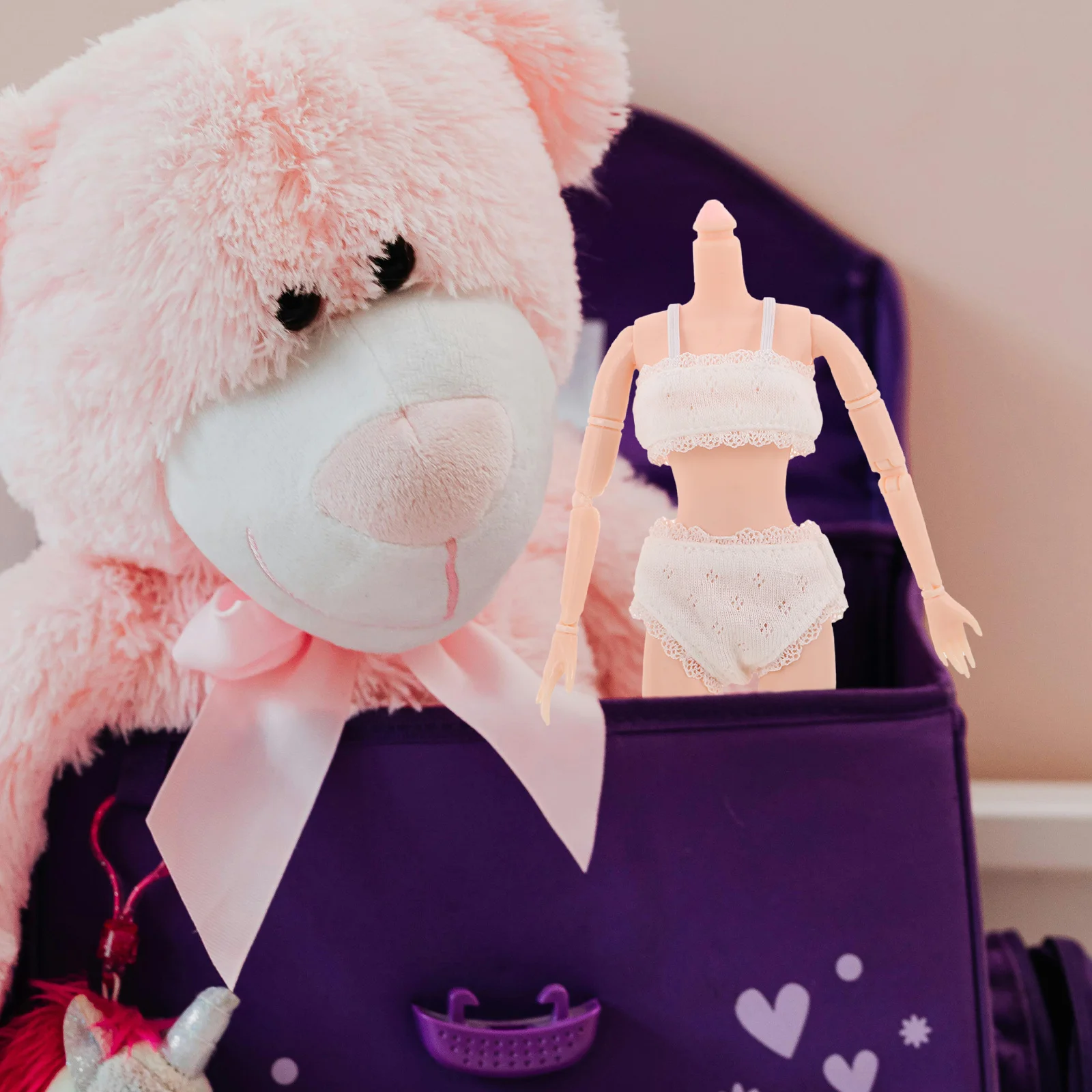 1 Juego de ropa interior de encaje, bragas, conjunto elástico, lencería realista, ropa para niños, juego de simulación, accesorios de vestir