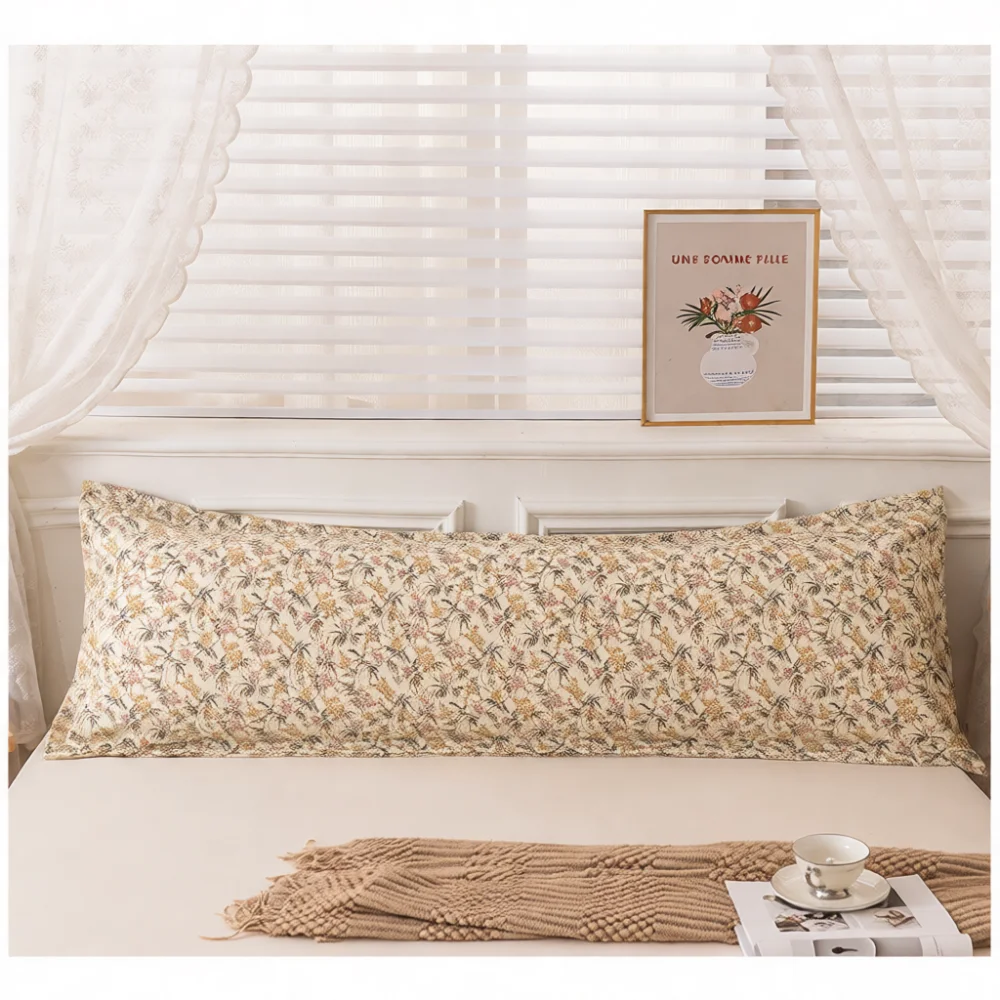 Decorative Long Pillow Case Washed Cotton Feel Bedding Soft Envelope Pillow Slip For Couples Home Bedroom Sleeping Accessory