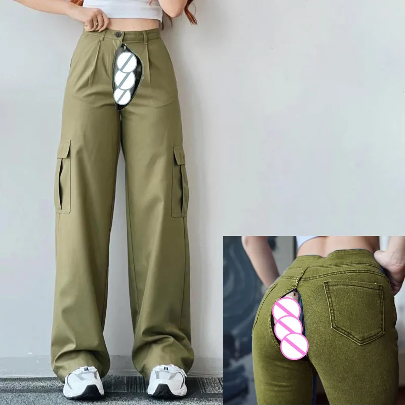 

Outdoor Sex Open Crotch Baggy Boyfriend Jeans Wide Leg Trousers Denim Vintage Classic Cargo Pants Women Y2k Clothes Streetwear