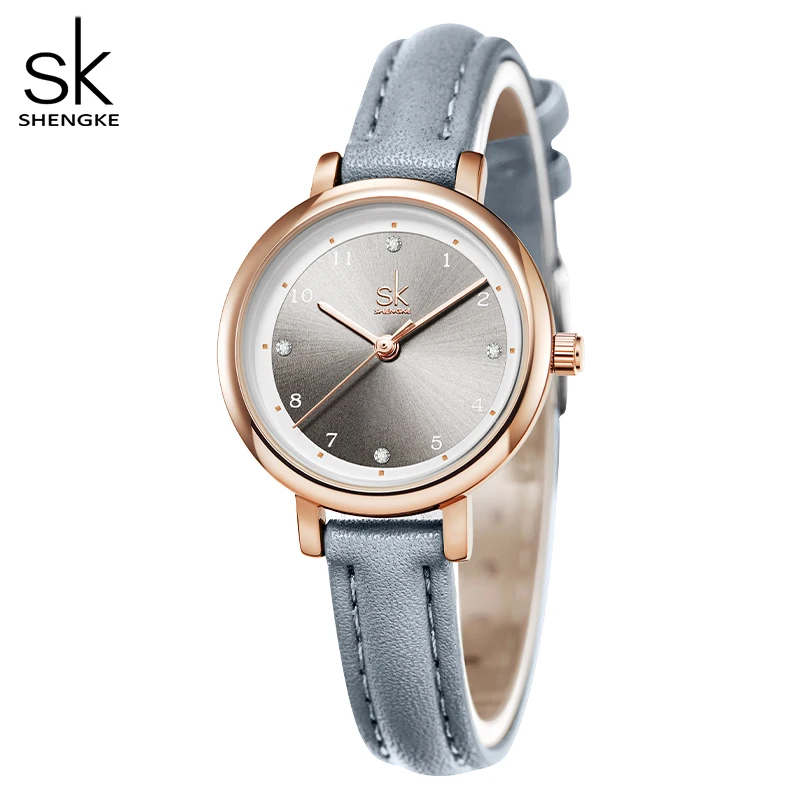 Shengke Women Watches Slim Leather Strap Mini Dial Japanese Quartz Movement Elegant Relogio Feminino Gift Watch Reloj Mujer Girl