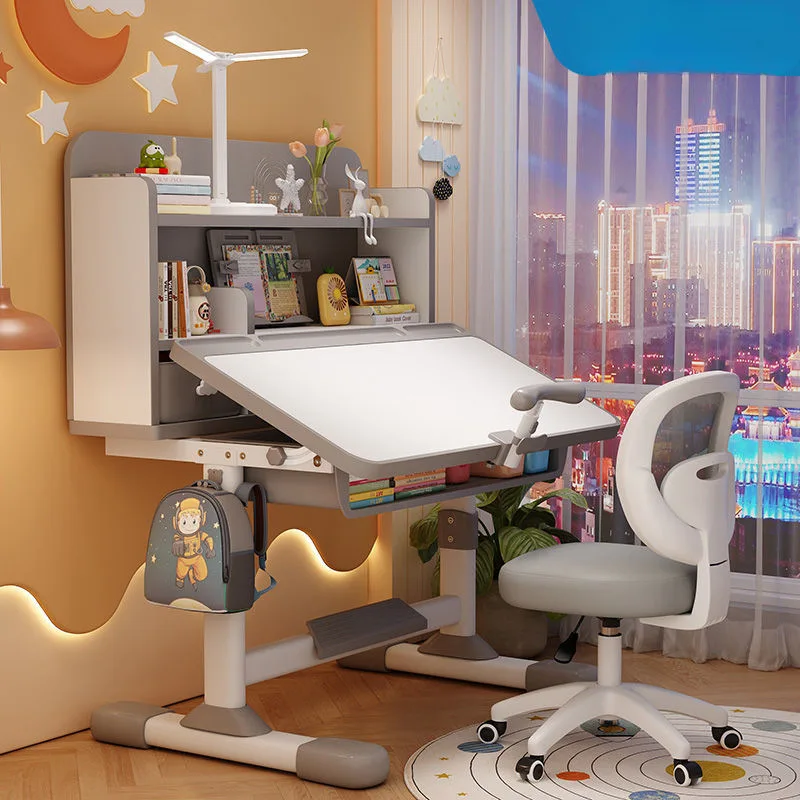 Study Room Complete Set Desk, Children's Study Desk, Writing Chair, Primary School Writing Desk, Adjustable Desk for Sitting Pos