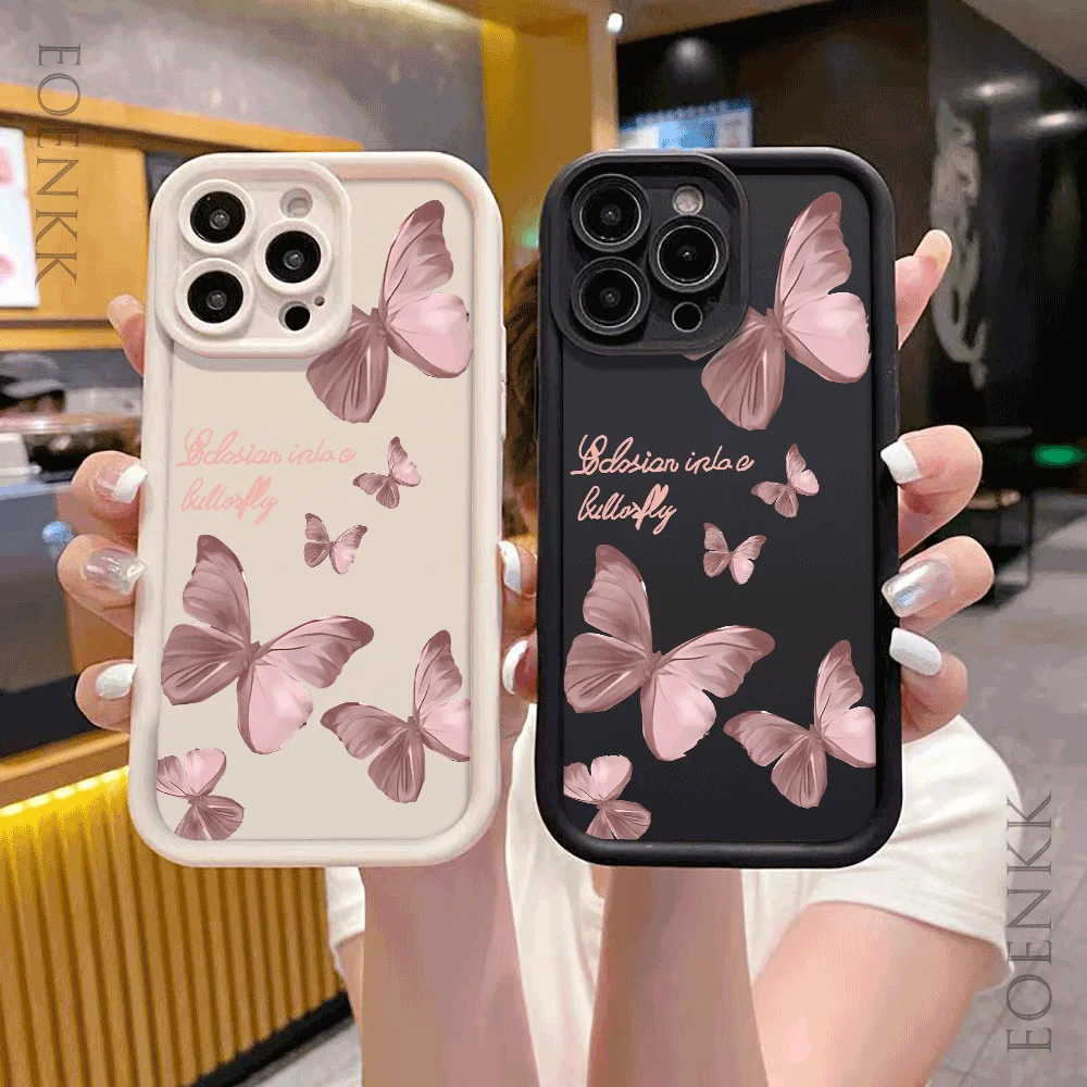 

Retro Butterfly Silicone Phone Case For iPhone 15 14 Pro Max Plus 11 12 13 Pro XS Max 7 8 Plus SE 2 X XR Shockproof Full Cover