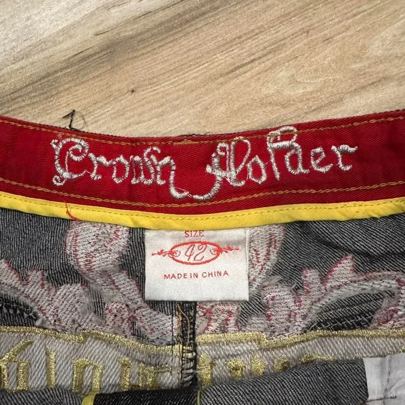 Y2k americano novo alfabeto gótico bordado baggy denim shorts feminino harajuku retro hip hop popular cintura alta shorts de perna larga