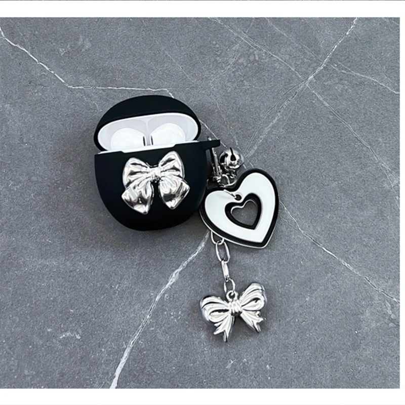 Nette Liebe Fall Für Baseus w09 Kopfhörer Silikon Abdeckung Luxus Überzug Bogen Keychain Fall