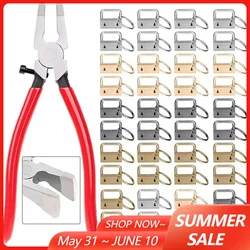 20/40/60PCS Webbing Tail Clip Key Fob Hardware 25mm Keychain Split Ring with Tool Pliers for Wrist Wristlets Cotton Tail Clip