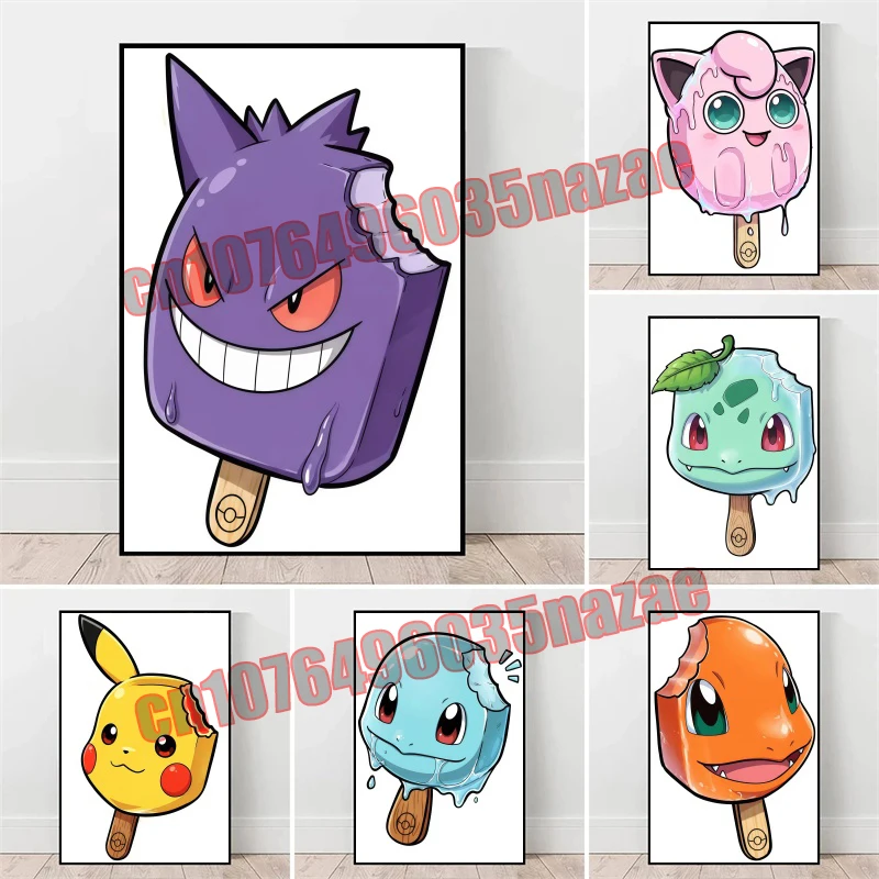 

Anime Pokemon Pikachu, Gengar, Psyduck Cute Art Picture Poster Canvas Drawing Printing Drawing Suitable for Wall Decor Gifts