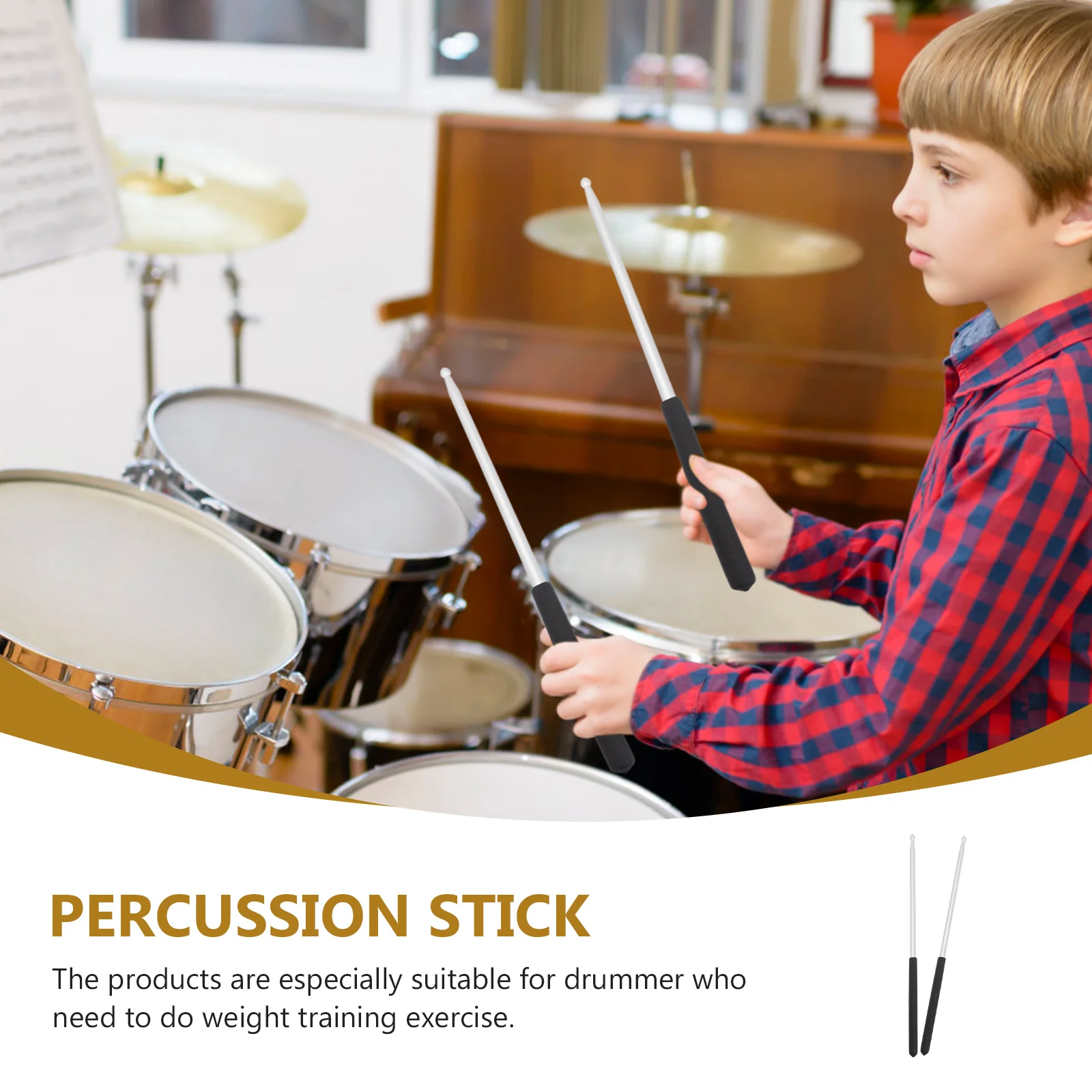

5A Metal Drumsticks Aluminum Alloy 43cm Length Smooth Surface Comfortable Grip Suitable Snare Jazz Drum Weight Training