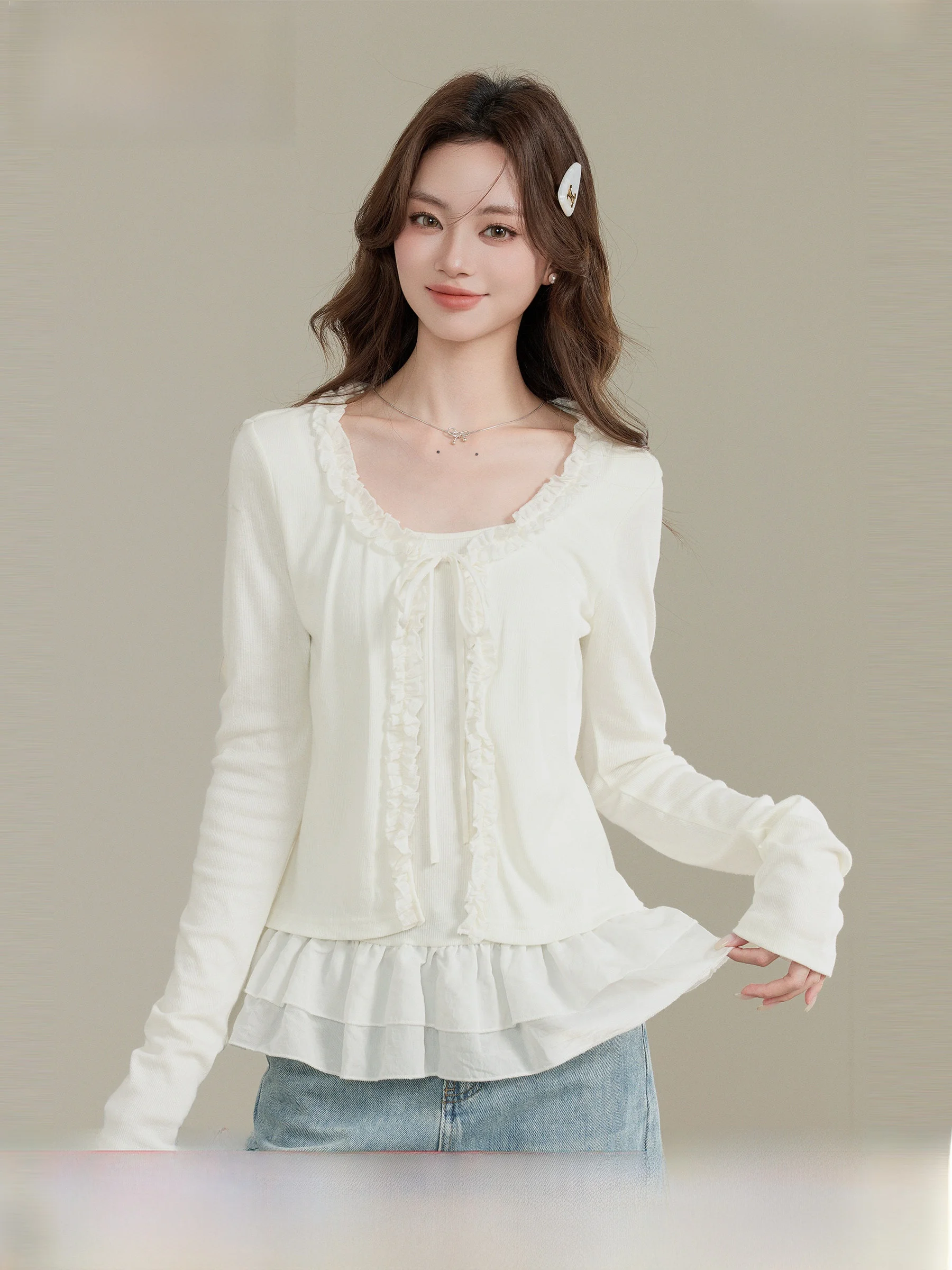 

Женская футболка с длинным рукавом, имитация двухслойности, с цветочным принтом, мягкая, из смесового полиэстера, с круглым вырезом, короткий рукав, размер S.