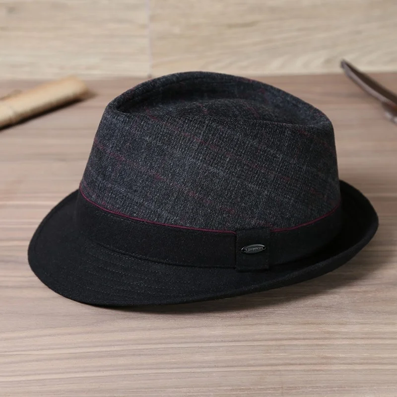 Plaid Woolen Vintage Top Hat Men's British Middle and Old Big