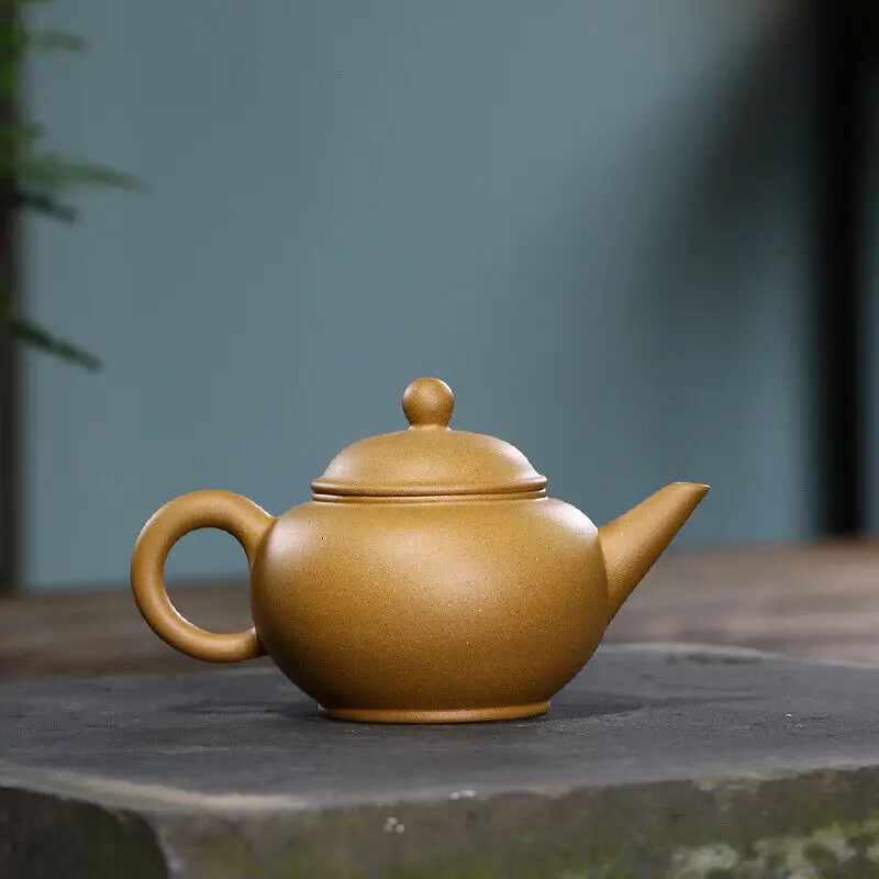 

6.2" China Yixing Zisha Pottery Gold Section Clay Hand-made 160ML Kung Fu Teapot