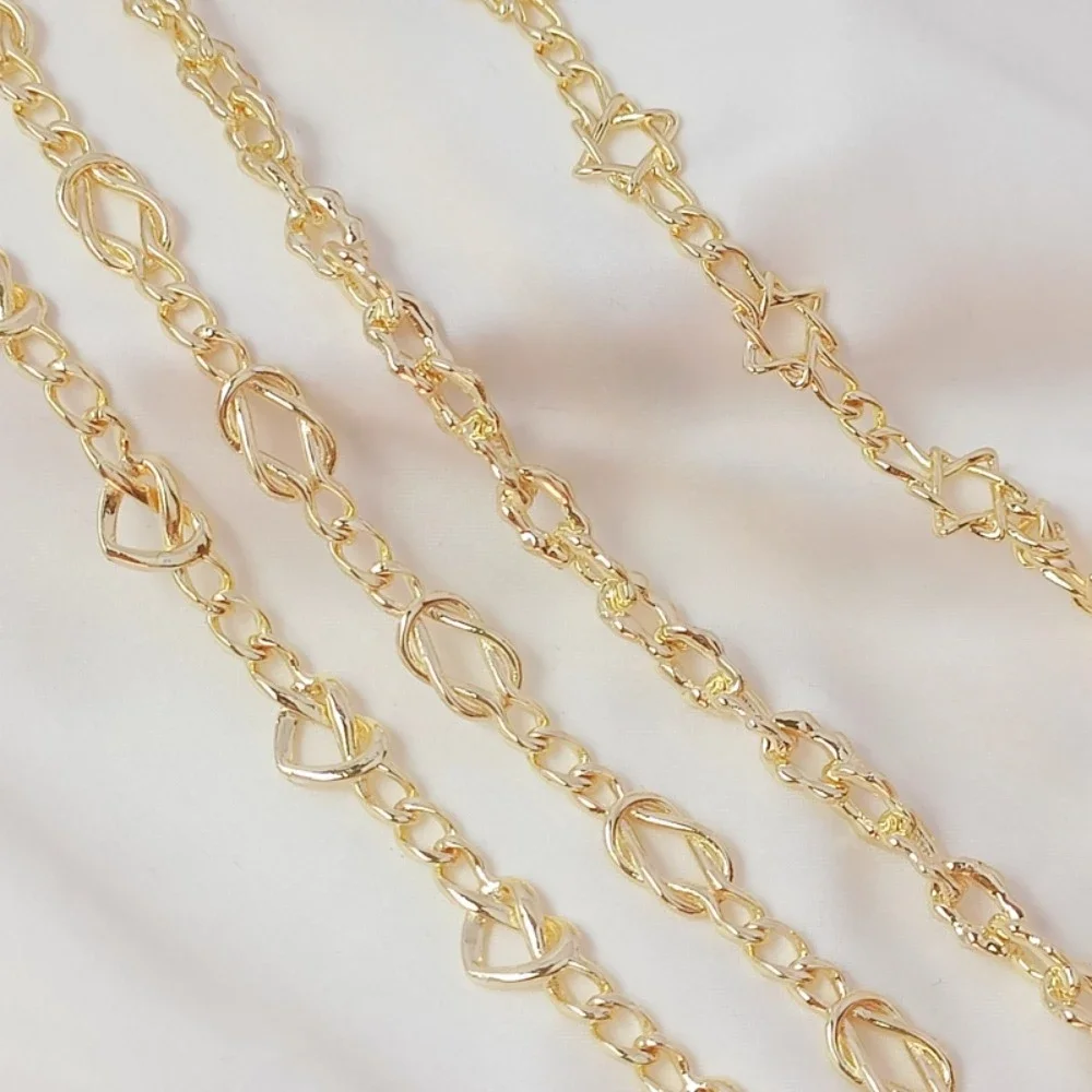 

New 14K Gold-plated Hexagonal Star Heart-shaped Knot Eight-shaped Ring Loose Chain Diy Thick Chain Jewelry Material
