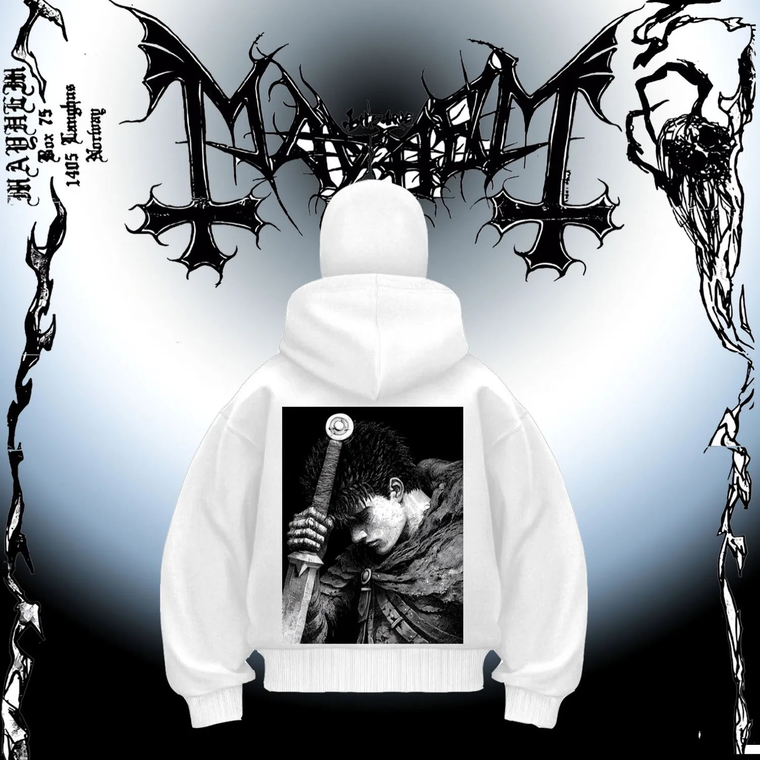 

European and American new 2025 double hoodie sweatshirt print creative pattern Y2K Harajuku street punk hip-hop gothic