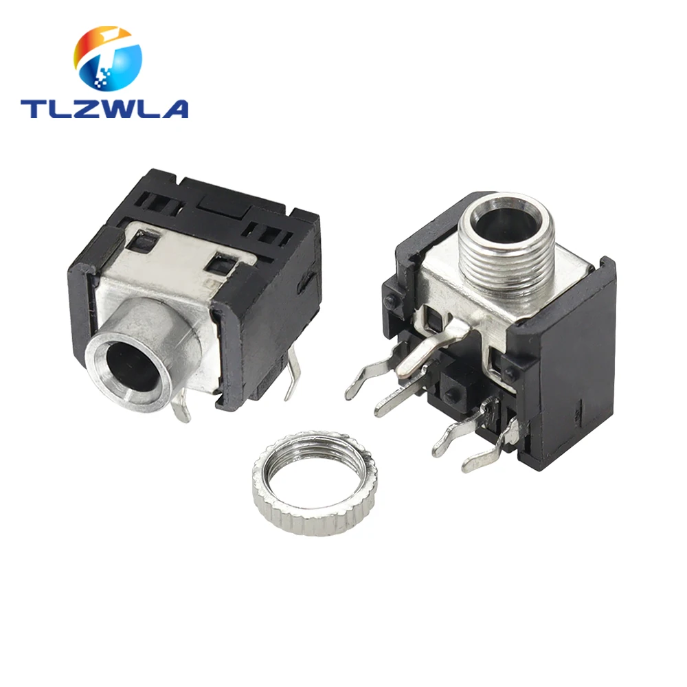 10PCS PJ-306M PJ306 3.5mm Female 5 Pin Audio Connector With Nut DIP Stereo Headphone Jack