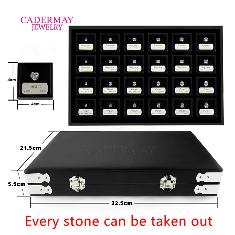 8 Shapes 0.5ct-3ct 6A Cubic Zircon Diamond Carat Weight Size Set Compare Size Diamond Master Stones Set With Black Box