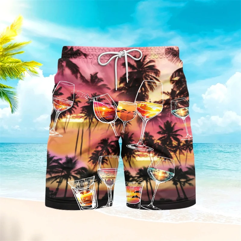 Palm Tree Tropical Men's Resort 3D Printed Board Man Swim Shorts Swim Pocket Comfort Breathable Short Hawaiian Holiday Beach