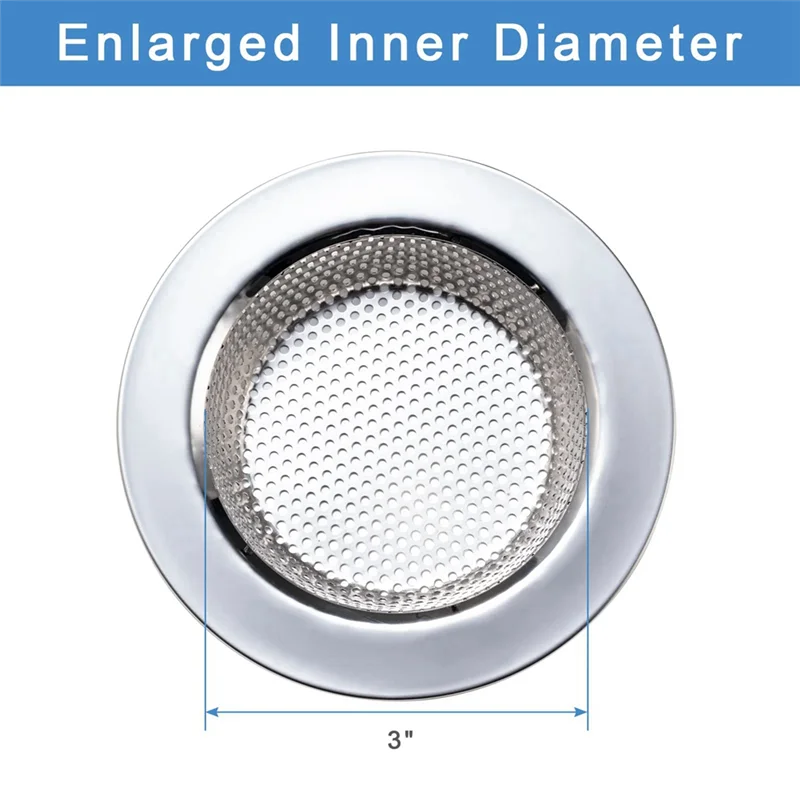 ABMO 4.5 Inch Stainless Steel Sink Strainer Stainless Steel Sink Drain Basket 4 Piece Set For Kitchen Sink Drain Basket