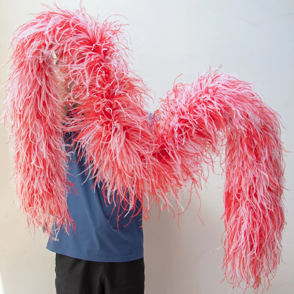 

2-метровая декоративная лента-шарф из натуральных страусиных перьев (10/20 слоев), роскошный шарф-боа с бахромой из страусиных перьев для вечеринок и рукоделия