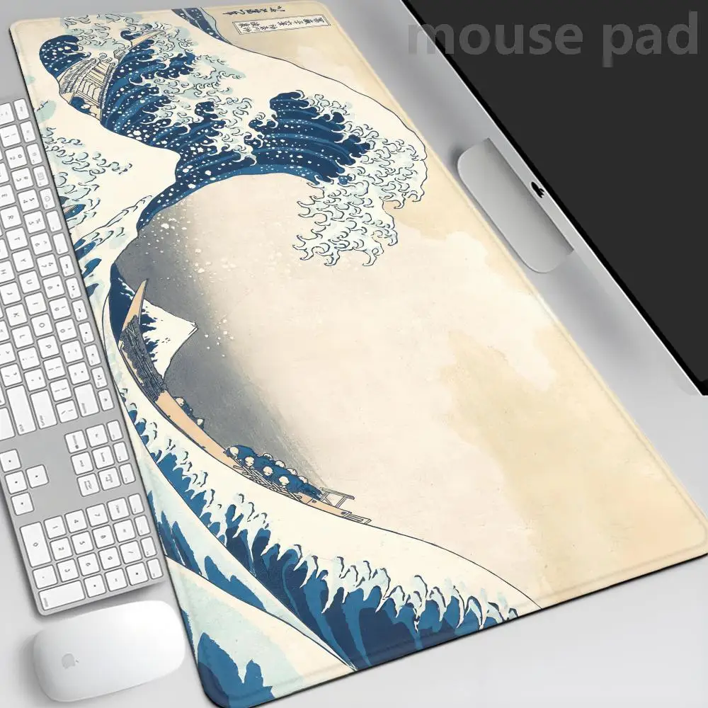 

The Great Wave off Kanagawa Mouse Pad Large Desk Mat Keyboard Ergonomic Office Rubber PC Non-slip Anti-fray Home Custom