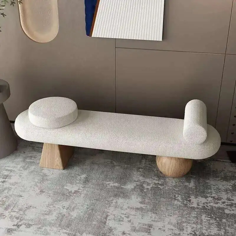 

Nordic Solid Wood Shoe Stool Creative Wool Sofa Doorway Senior Sense Cloakroom Living Room Porch Household Fitting Rest Bench