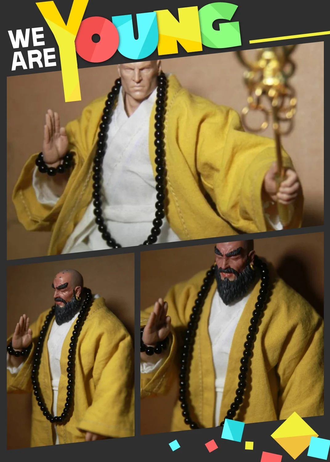

【Только одежда】Комплект одежды ручной работы 1/12 Classic Grand Monk: классический монашеский халат цвета куркумы для 6-дюймовых фигурок Muff Adam01.