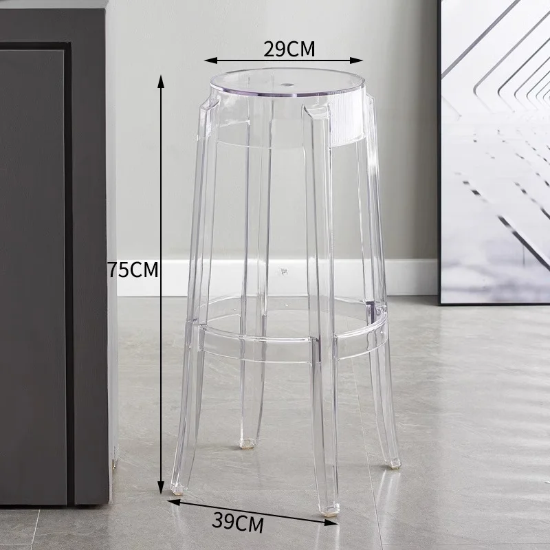 wholesale Nordic transparent acrylic chair bar crystal high stool fashion round stool modern minimalist plastic bar stool