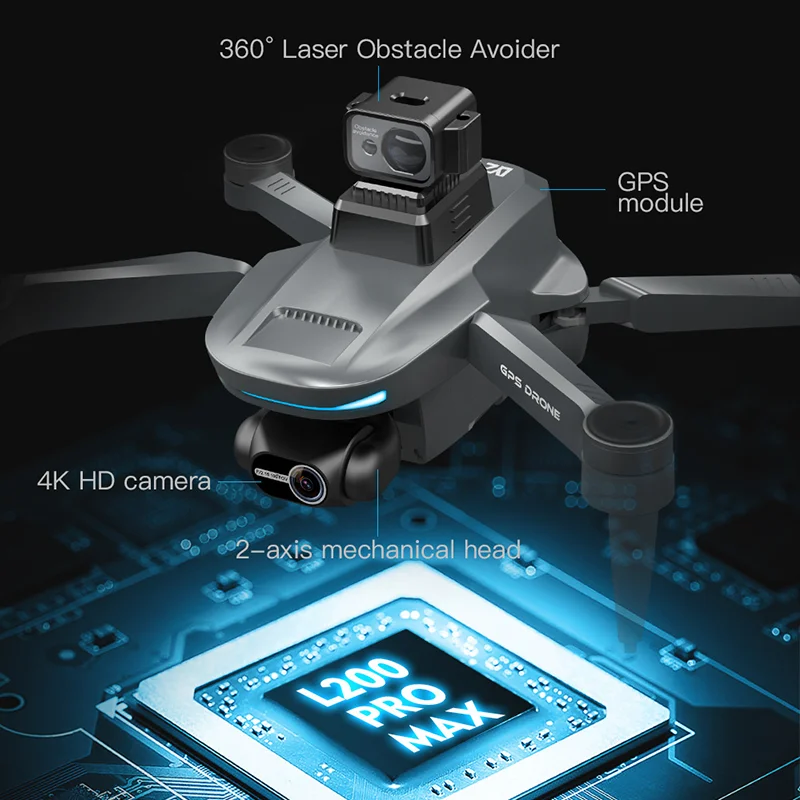 L200 PRO MAX / L200 PRO Drone GPS Brushless Motor 4K HD Profesional FPV 2-Axis Gimbal 360° Obstacle Avoidance Quadcopter Toy