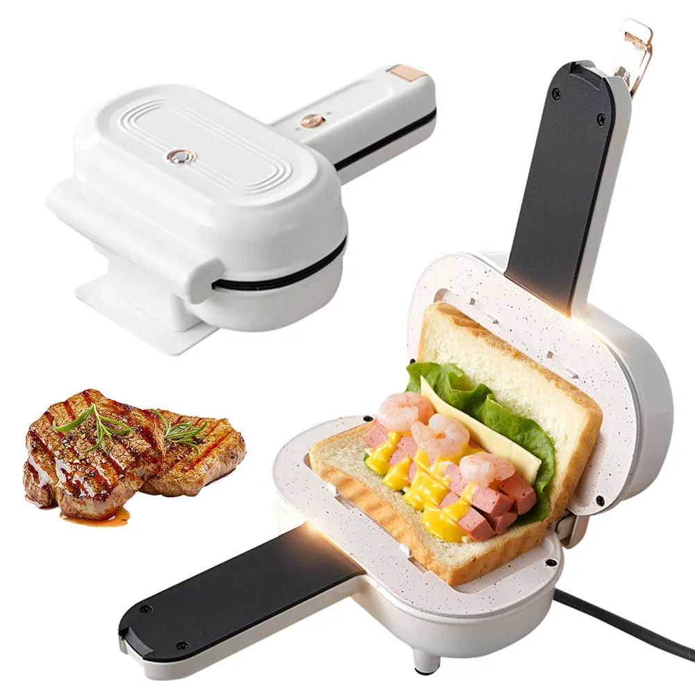 Sandwich Maker Bread Hot Dog Toaster Spill Proof Panini Press Double Sided Sandwich Making Machine Non Stick for Breakfast Maker