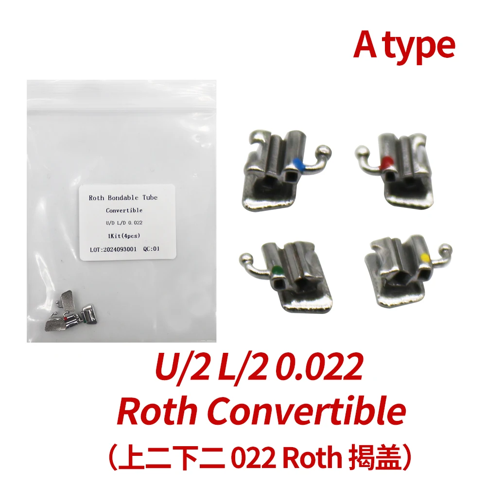 

10Packs 4Pcs /Pack 1St U/2 L/2 0.022 Roth Convertible Orthodontic Dental Buccal Tube