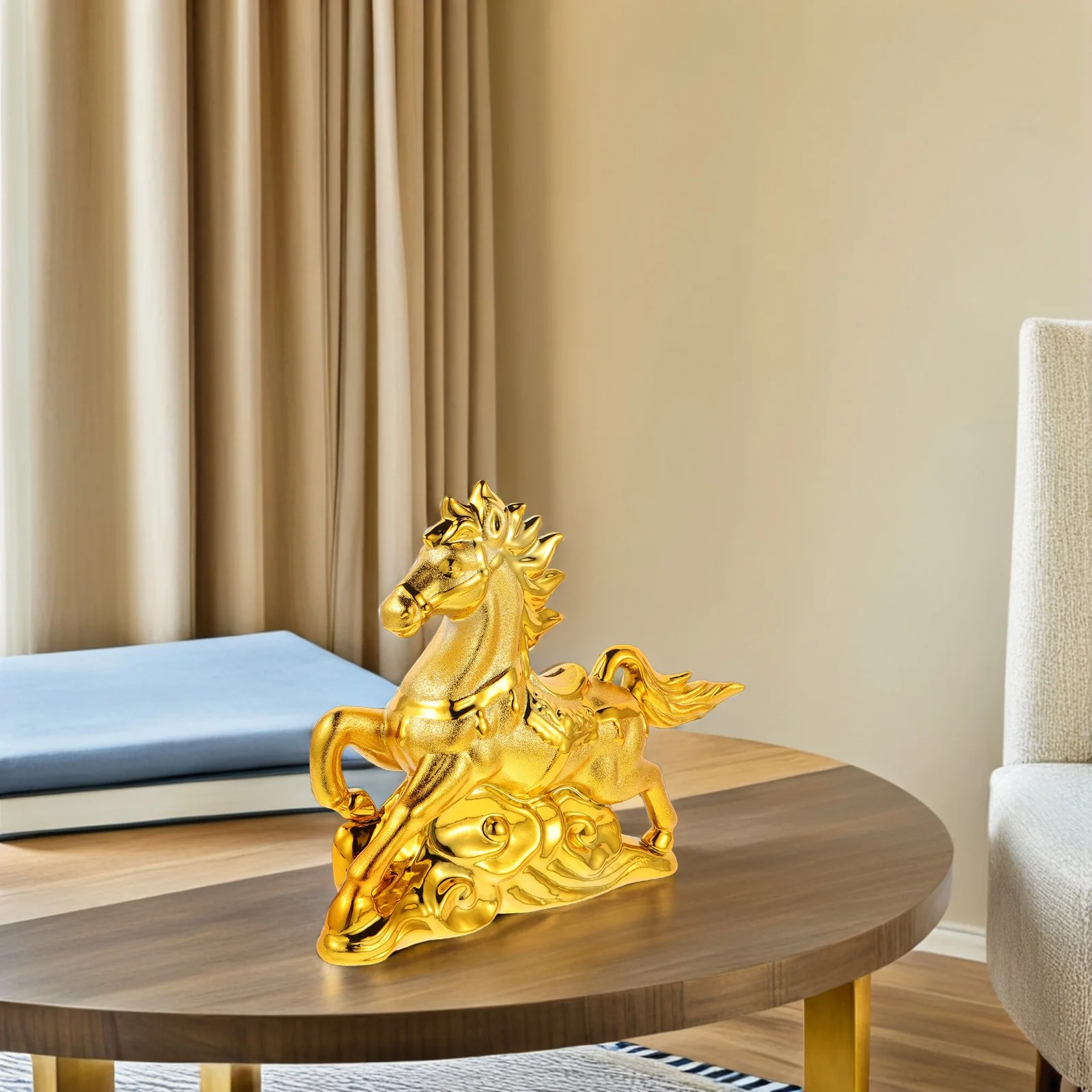 

2026 Zodiac Year Ceramic Horse Piggy Bank Elegant Porcelain Money Saving Bank for Home Office Decoration Tabletop Ornament