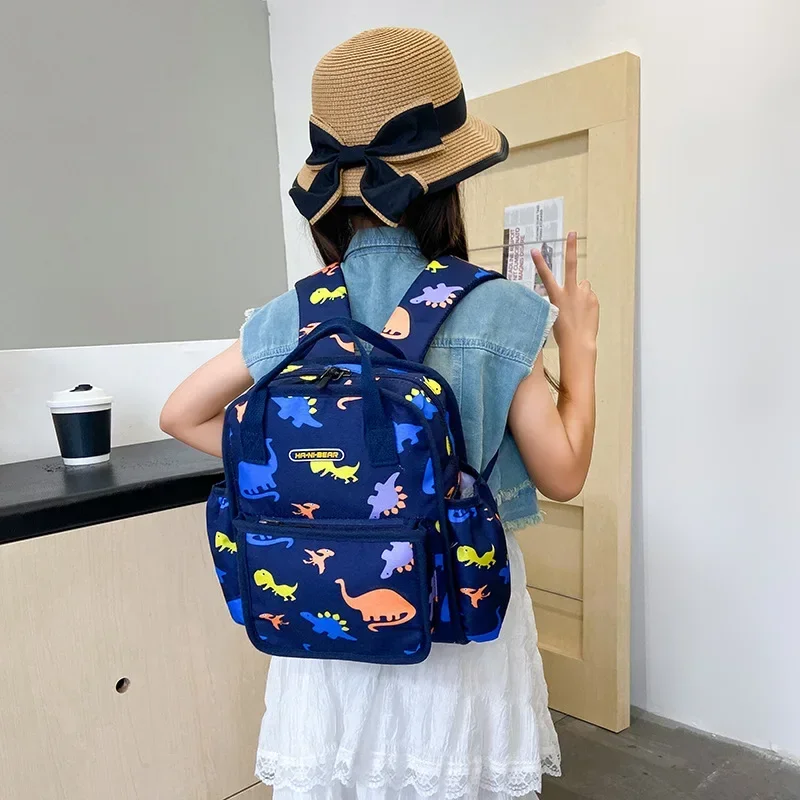 New Kindergarten Bookbags, Large Capacity Cartoon Dinosaur Ocean Engineering Vehicle Children's Backpack, Handbag, Travel Bag